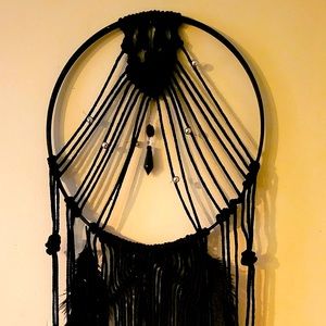 Black macrame wall hanging
